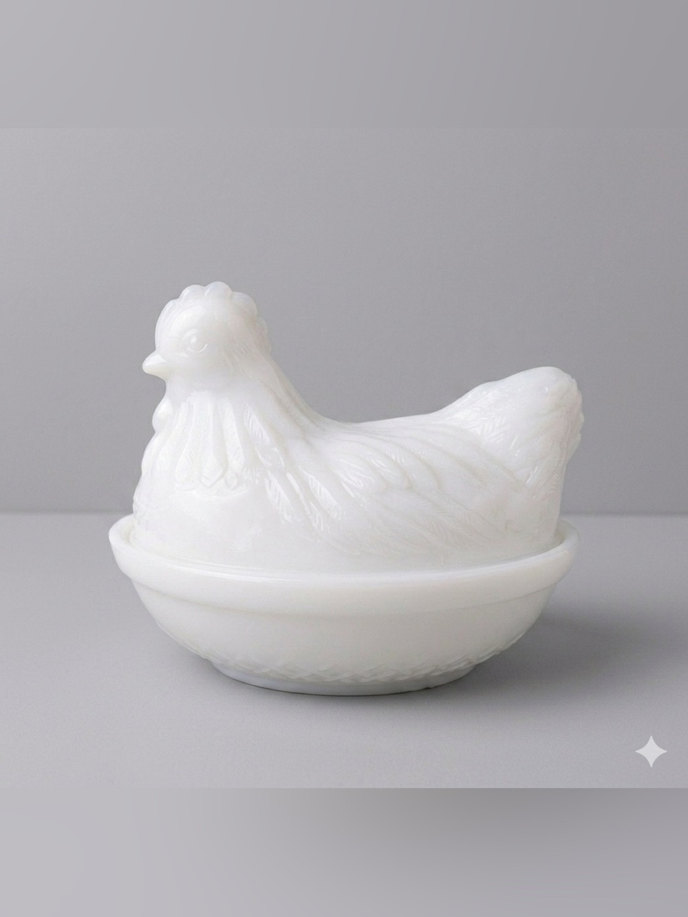 Mini 🌸 Vintage Hazel Atlas Milk Glass Hen on Nest 4.5" Covered Dish Chicken